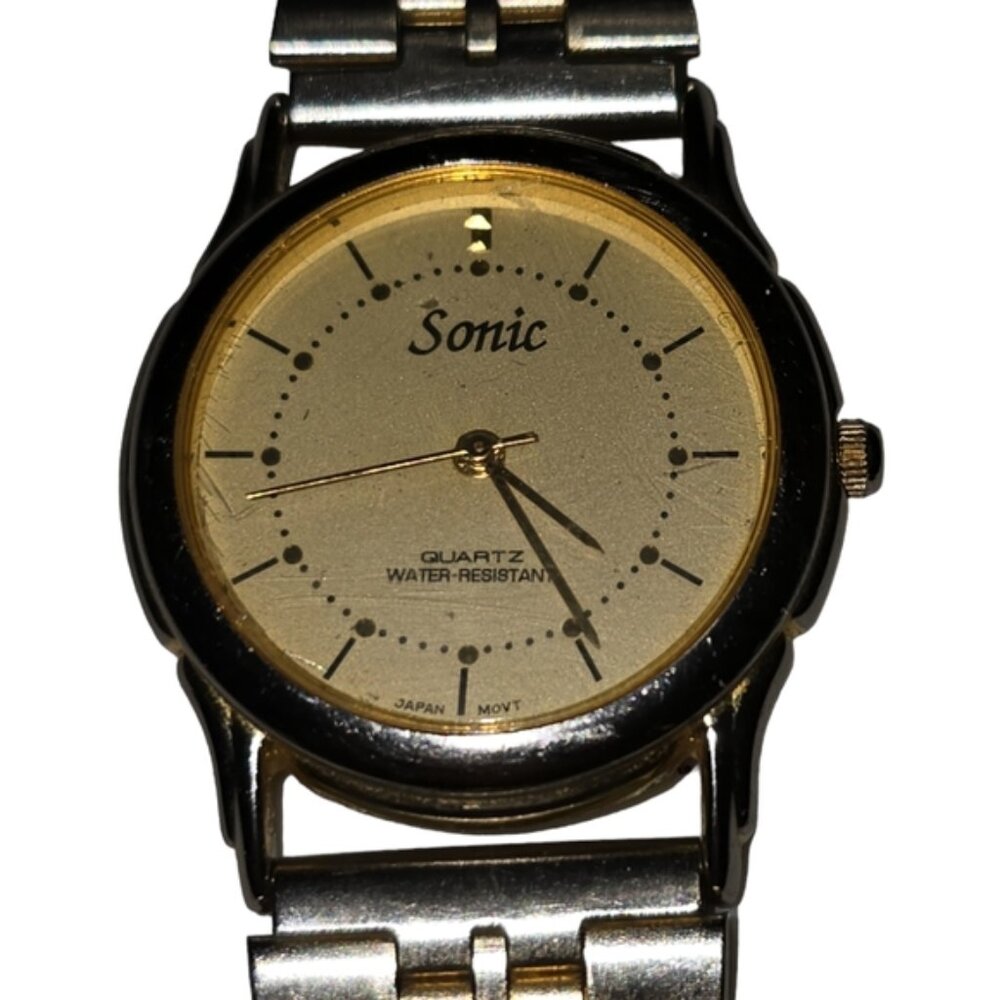 Vintage Sonic Golden Round Watch For Men